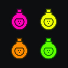 Antidote four color glowing neon vector icon