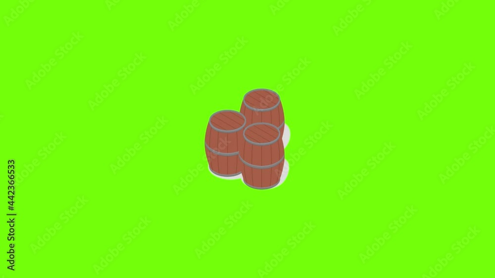 Sticker Set of wood beer barrels icon animation