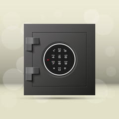 safe image. Armored box background. Door bank vault & mechanical combination lock. Reliable Data Protection. Long-term savings. Deposit box icon. Protection of personal information.Banking icon
