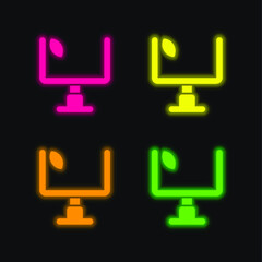 American Football Annotation four color glowing neon vector icon