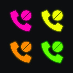 Blocked four color glowing neon vector icon