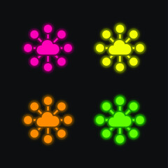 Big Data four color glowing neon vector icon