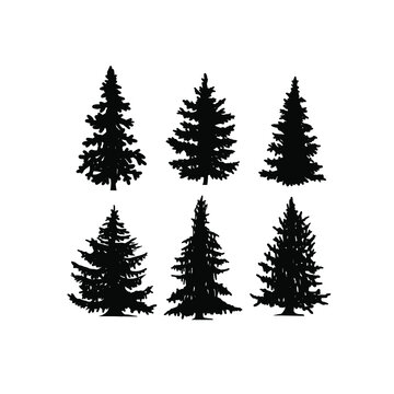 Set of fir shilouettes