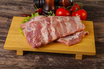Raw pork ribs for cooking