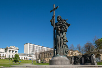 Monument to the Holy Equal-to-the-Apostles Prince Vladimir Svyatoslavich, the Baptist of Russia installed on Manezhnaya Street, opposite the House of Pashkov