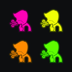 Breathing four color glowing neon vector icon