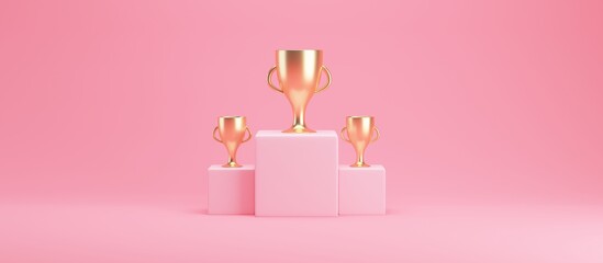 podium of three cubes with golden cubes

