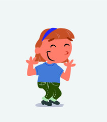  cartoon character of little girl on jeans pointing while arguing