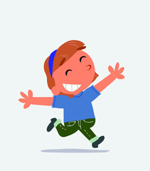 cartoon character of little girl on jeans running very pleased