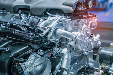 Obraz na płótnie Canvas Metallic background of car automotive transmission gearbox