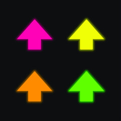 Black Arrow Pointing Up four color glowing neon vector icon
