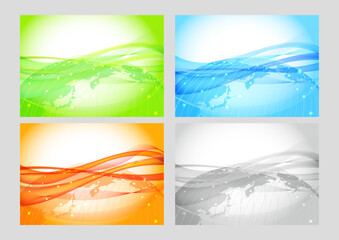 カラフルなデジタルネットワークイメージ地球背景セット