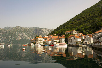 Fototapeta na wymiar Panoramic view of the city and bay on the summer day. Perast. Montenegro.