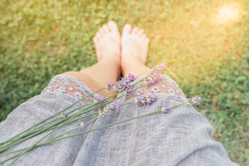 Fototapeta na wymiar woman in the grass