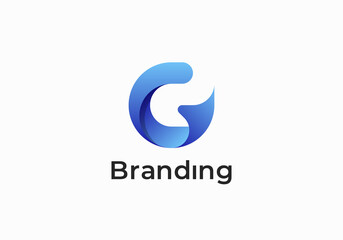 Initial Letter C With Wave 3D Logo, Initial Letter Logo For Your Company Name, Alphabet Logo Template Ready For Use, Modern Initial Logo
