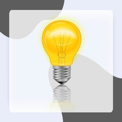 Illuminated electric light bulb realistic isolated on white background vector illustration