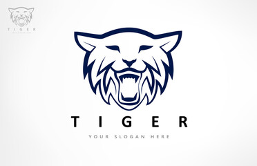 Tiger logo vector. Predatory wild animal design.