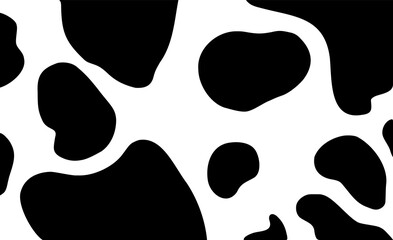 Trendy black and white cow print. Vector spotted pattern.