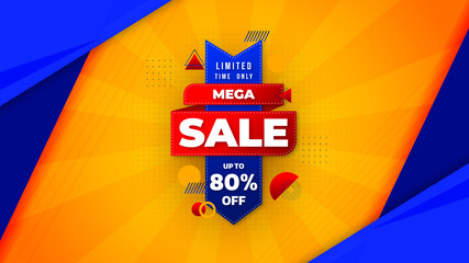Sale banner template design with geometric background , Big sale special offer up to 80% off. Super Sale, end of season special offer banner. vector illustration.