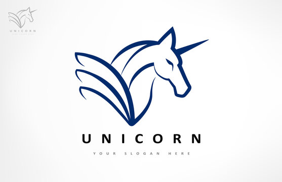 Unicorn logo vector. Animal Mythical creature.
