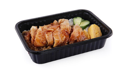 Teriyaki Chicken with Rice isolated on white background