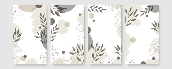 Universal trendy organic floral flower leaf boho art abstract birthday thanksgiving templates. Good for poster, card, invitation, flyer, cover, banner, placard, brochure and other graphic design.