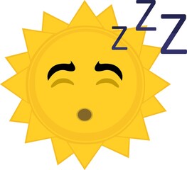 Vector emoticon illustration of cartoon character of the sun sleeping