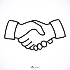 Business handshake, contract agreement line art icon for apps and websites