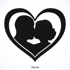 Happy couple in love, heart. Romantic Love and dating. Vector Illustration.