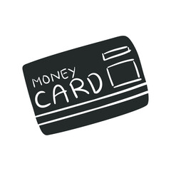Credit Card Icon Silhouette Illustration. Bank Money Decoration Vector Graphic Pictogram Symbol Clip Art. Doodle Sketch Black Sign.