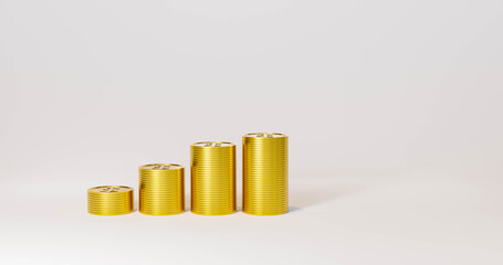 Gold Coin on white background. 3d render.