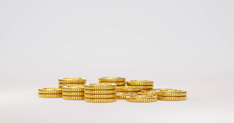 Gold Coin on white background. 3d render.