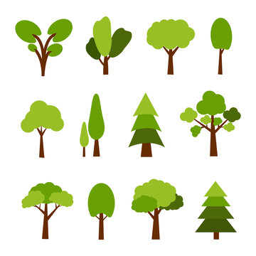Green trees icons collection