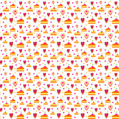 Cake slices and cookies colorful seamless pattern
