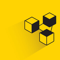 cube network icon on yellow background
