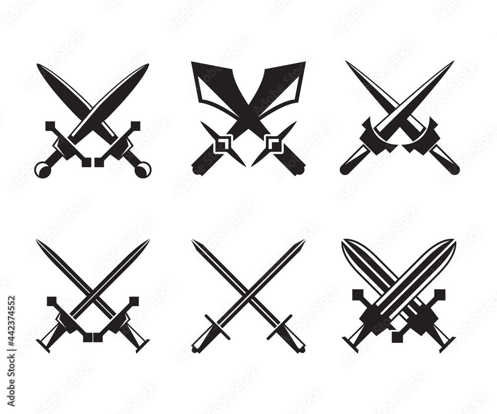 Wall mural crossed swords symbol vector illustration