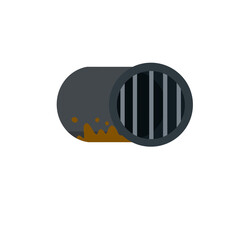 Pipe of Drainage system. Water supply and sewerage. Industrial drain. Flat cartoon illustration isolated on white background