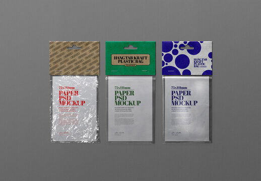 Kraft, Plastic Bag Hang Tab Mockup
