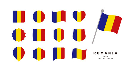 Romanian flag icon set vector illustration