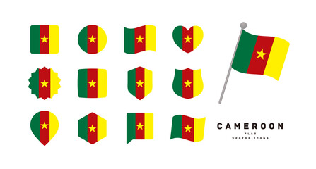 Cameroon flag icon set vector illustration