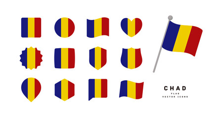 Chad flag icon set vector illustration