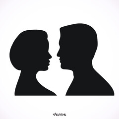 face man and woman on white background. Couple in love, flat style. Valentine's day card. Vector illustration Icon Isolated on White Background.