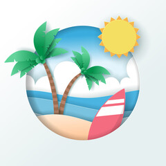 Vector of Summer poster, banner summer travel.