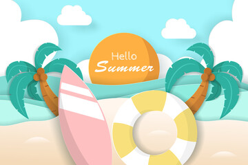 Vector of Summer poster, banner summer travel.