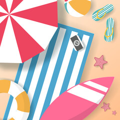 Vector of Summer poster, banner summer travel.