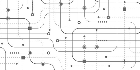 Technology background of lines.Geometric connect lines and dots.Electronic board with chip.Future technologies.Vector illustration.