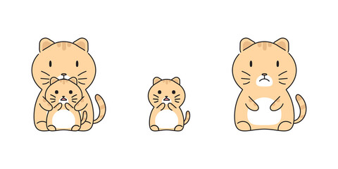 Cute cats cartoon character, Vector illustration of cats.	