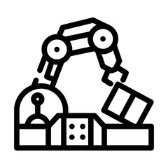 robotic arm conveyor production line icon vector. robotic arm conveyor production sign. isolated contour symbol black illustration
