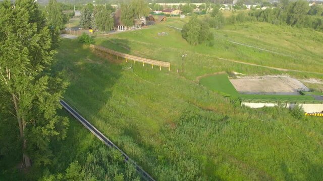 Old bobsled track aerial drone view