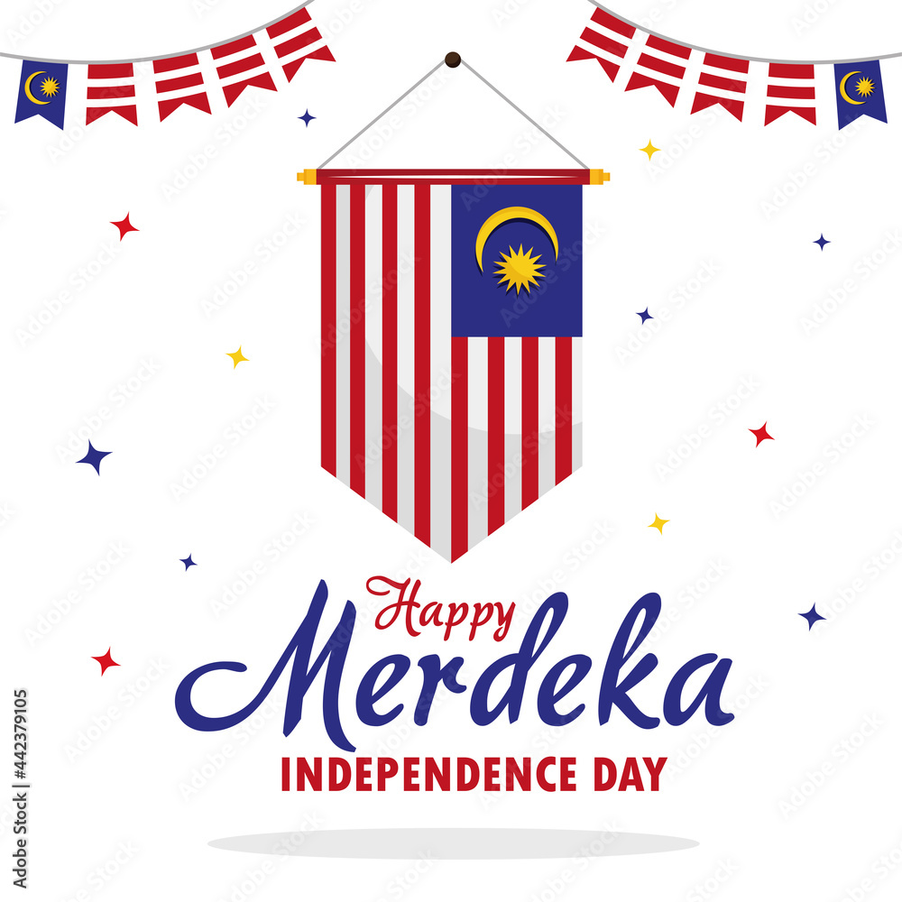 Sticker happy merdeka independence day banner